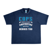 Navy cops because firefighters need heroes too premium Urban Heavy Tee - linhVisuals