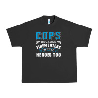 Pigment Black cops because firefighters need heroes too premium Urban Heavy Tee - linhVisuals