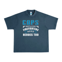 Midnight Navy cops because firefighters need heroes too premium Urban Heavy Tee - linhVisuals