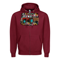 Burgundy western tracktor Zipper Hoodie - RanaPortraitStore