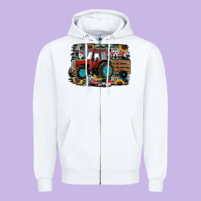 Western Tracktor Zipper Hoodie Designed By Ranaportraitstore