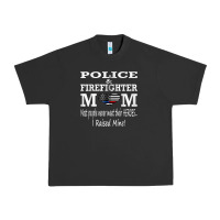 Police & Firefighter Mom, I Raised Mine Fireman Mothers Day Urban Heavy Tee | Teevron