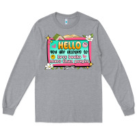 Heather Grey hello you are allowed to love books more than peop Long Sleeve Tee - Artiststas
