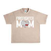 French Oak female firefighter mom thin red line flag firefighting premium Urban Heavy Tee - linhVisuals