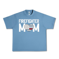 Pebble Blue female firefighter mom thin red line flag firefighting premium Urban Heavy Tee - linhVisuals