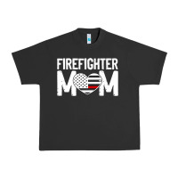 Female Firefighter Mom Thin Red Line Flag Firefighting Premium Urban Heavy Tee | Teevron