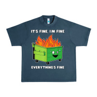 Midnight Navy dumpster fire its fine im fine Urban Heavy Tee - linhVisuals