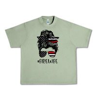 Oil Green fire wife messy bun firefighter wife thin red line husband Urban Heavy Tee - linhVisuals
