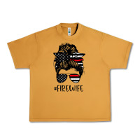 Peanut Butter fire wife messy bun firefighter wife thin red line husband Urban Heavy Tee - linhVisuals