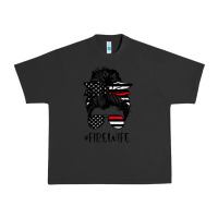 Pigment Black fire wife messy bun firefighter wife thin red line husband Urban Heavy Tee - linhVisuals