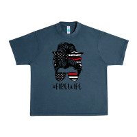 Midnight Navy fire wife messy bun firefighter wife thin red line husband Urban Heavy Tee - linhVisuals