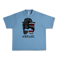 Pebble Blue fire wife messy bun firefighter wife thin red line husband Urban Heavy Tee - linhVisuals