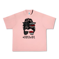 Salmon fire wife messy bun firefighter wife thin red line husband Urban Heavy Tee - linhVisuals