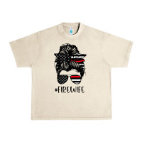 Sandshell fire wife messy bun firefighter wife thin red line husband Urban Heavy Tee - linhVisuals