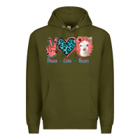 Army Green Peace Love Goats Premium Hoodie - Jasminsmagicworld