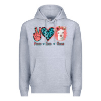Heather Grey Peace Love Goats Premium Hoodie - Jasminsmagicworld