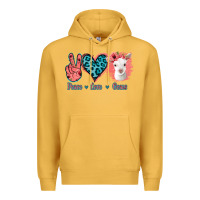 Mustard Peace Love Goats Premium Hoodie - Jasminsmagicworld
