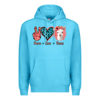 Ocean Blue Peace Love Goats Premium Hoodie - Jasminsmagicworld