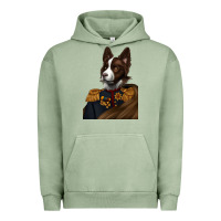 Pigment Oil Green Pet Portraits, Custom Pet Portraits, Renaissance Pet Portraits, Urban Hoodie - RanaPortraitStore
