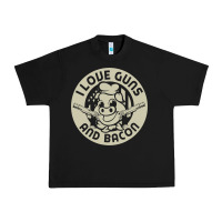 Black i love guns bacon pork pig funny gun Urban Heavy Tee - linhVisuals