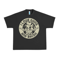 Pigment Black i love guns bacon pork pig funny gun Urban Heavy Tee - linhVisuals
