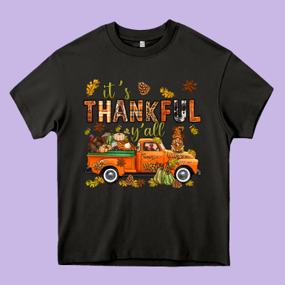It's Thankful Y'all With Truck Bbs Heavy Core Tee Designed By Bundleandbundleshop
