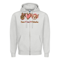 Dove Grey Peace Love Chihuahua Zipper Hoodie - Jasminsmagicworld