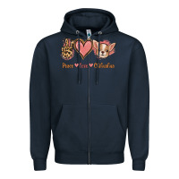 Navy Peace Love Chihuahua Zipper Hoodie - Jasminsmagicworld
