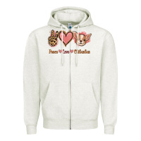 Oatmeal Heather Peace Love Chihuahua Zipper Hoodie - Jasminsmagicworld