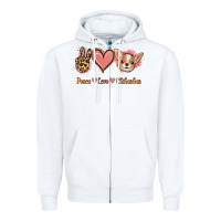 White Peace Love Chihuahua Zipper Hoodie - Jasminsmagicworld