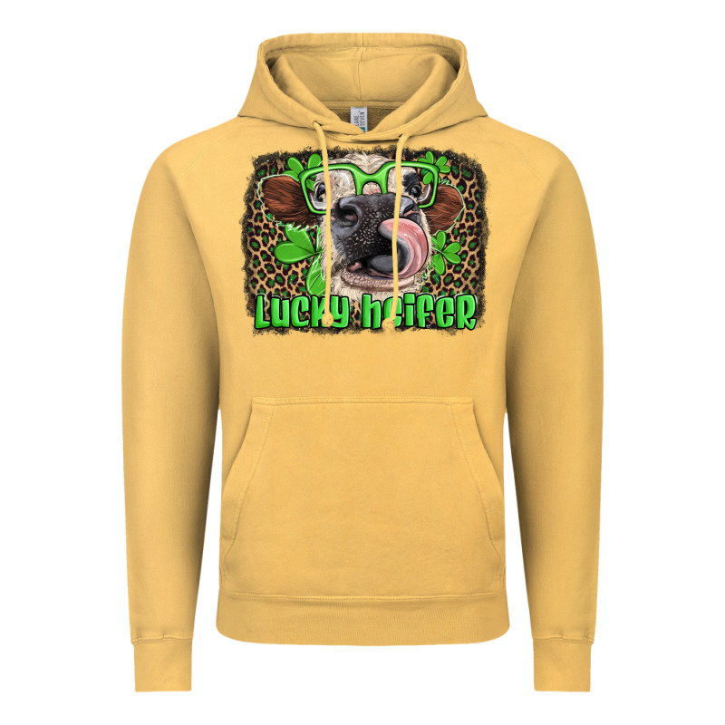 Lucky Heifer With Glasses St Patricks Vintage Hoodie by Artiststas | Teevron