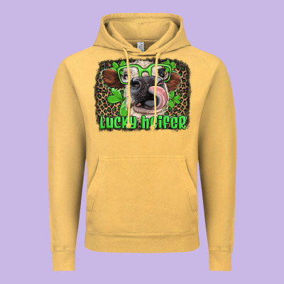 Lucky Heifer With Glasses St Patricks Vintage Hoodie Designed By Artiststas