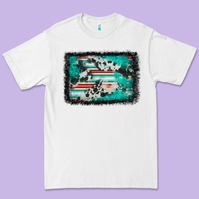 Western Serape Cowhide Turquoise Glitter Premium Tee Designed By Fadigitalartstudio