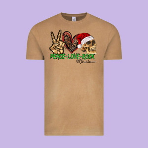 Peace Love Rock Christmas Vintage Tee Designed By Cowhidedigitalart