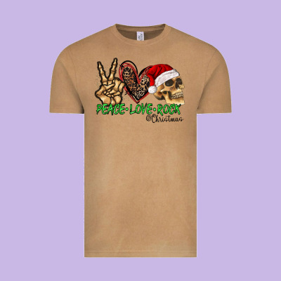 Peace Love Rock Christmas Vintage Tee Designed By Cowhidedigitalart