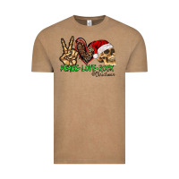 Vintage Coffee Peace Love Rock Christmas Vintage Tee - CowhideDigitalArt