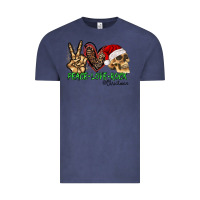 Vintage Denim Peace Love Rock Christmas Vintage Tee - CowhideDigitalArt