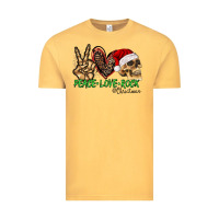 Vintage Mustard Peace Love Rock Christmas Vintage Tee - CowhideDigitalArt