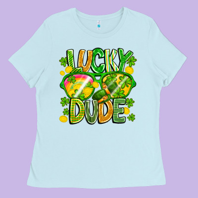 Lucky Dude Ladies Tee Designed By Cowhidedigitalart