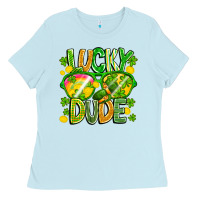 Baby Blue Lucky Dude Ladies Tee - CowhideDigitalArt