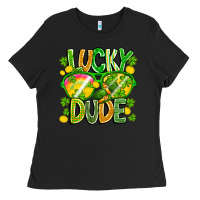 Black Lucky Dude Ladies Tee - CowhideDigitalArt