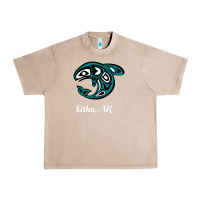 French Oak sitka alaska native american tribal orca killer whale raglan baseball Urban Heavy Tee - linhVisuals