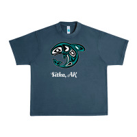 Midnight Navy sitka alaska native american tribal orca killer whale raglan baseball Urban Heavy Tee - linhVisuals