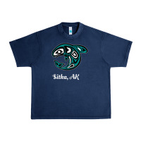 Navy sitka alaska native american tribal orca killer whale raglan baseball Urban Heavy Tee - linhVisuals