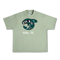 Oil Green sitka alaska native american tribal orca killer whale raglan baseball Urban Heavy Tee - linhVisuals