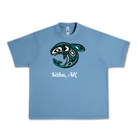 Pebble Blue sitka alaska native american tribal orca killer whale raglan baseball Urban Heavy Tee - linhVisuals