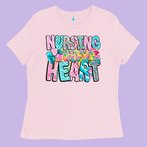 Nursing Is A Work Of Heart Ladies Tee Designed By Cowhidedigitalart