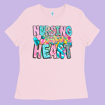 Nursing Is A Work Of Heart Ladies Tee Designed By Cowhidedigitalart