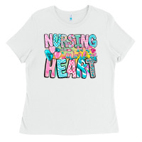 White Nursing is a work of heart Ladies Tee - CowhideDigitalArt