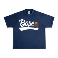 Navy bape text Urban Heavy Tee - linhVisuals